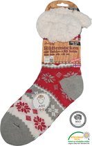 Antonio Huissokken - Huissokken Kerst - Rood Grijs Wit - Dames - Antislip ABS - One Size - Hüttensocken