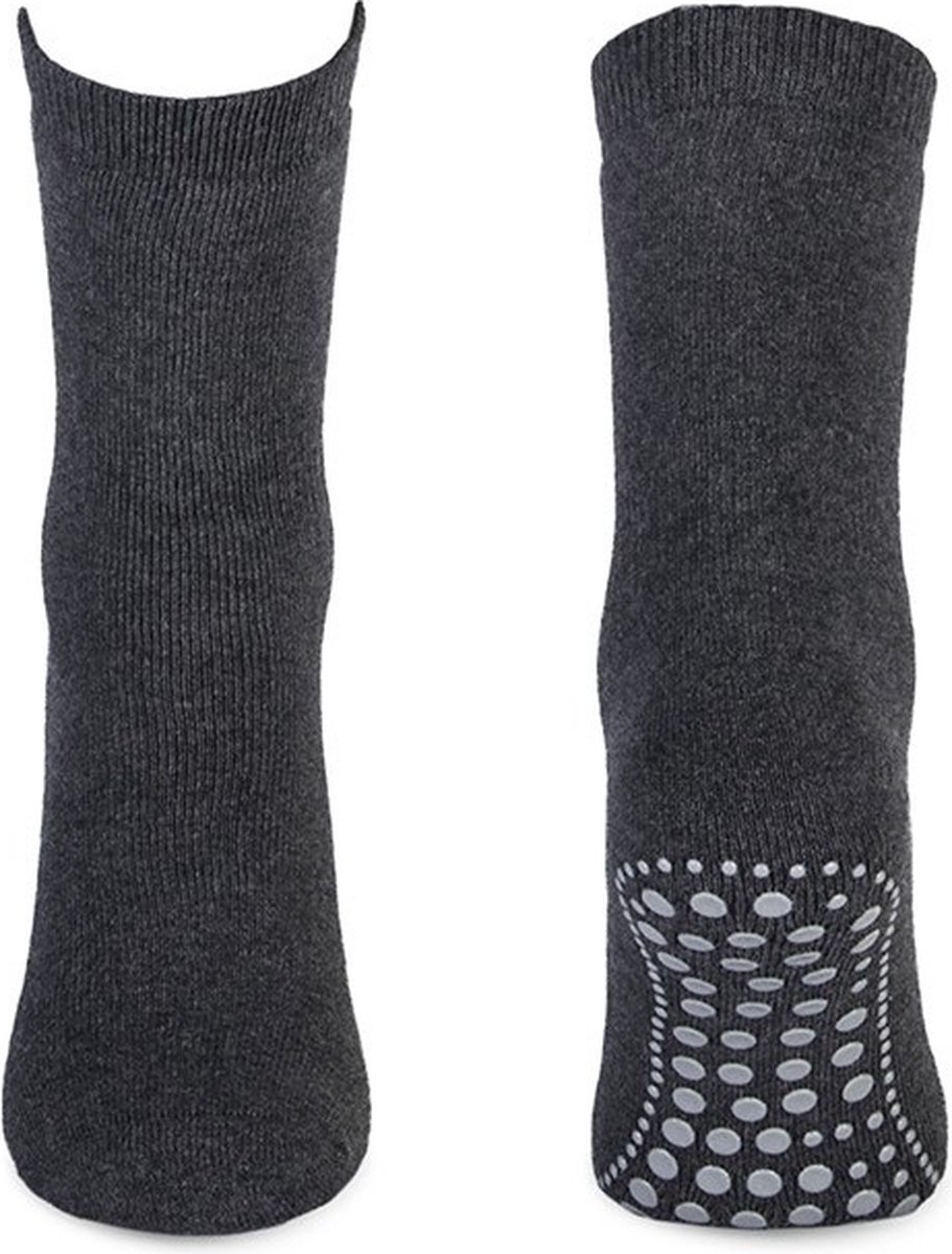 Homesocks antislip sokken met ABS noppen kleur: antraciet maat: 39-42 - Basset