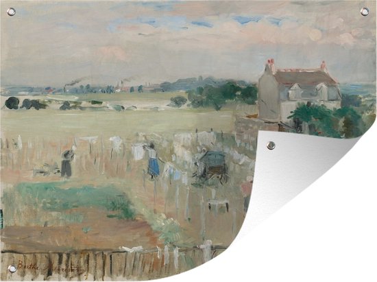 Tuinschilderij Laundry - schilderij van Berthe Morisot - 80x60 cm - Tuinposter - Tuindoek - Buitenposter
