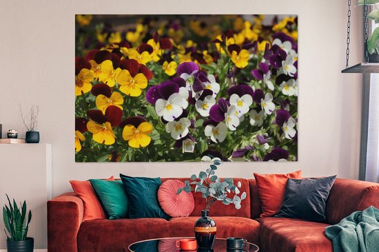 Toile Peinture Violettes Colorées - 180x120 cm - Décoration murale XXL