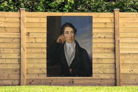 Tuinposter 120x160 cm - Tuindecoratie Portret van de componiste Carl Maria Von Weber- Schilderij van Caroline Bardua - Poster voor in de tuin - Buiten decoratie - Schutting tuinschilderij - Tuindoek muurdecoratie - Wanddecoratie balkondoek