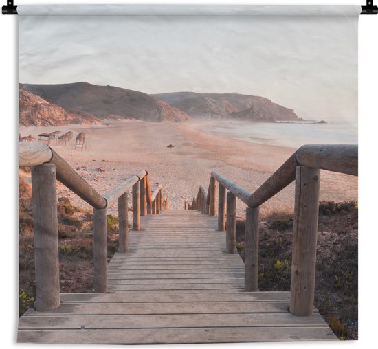 Wandkleed - Wanddoek - Trap - Kust - Zand - 90x90 cm - Wandtapijt