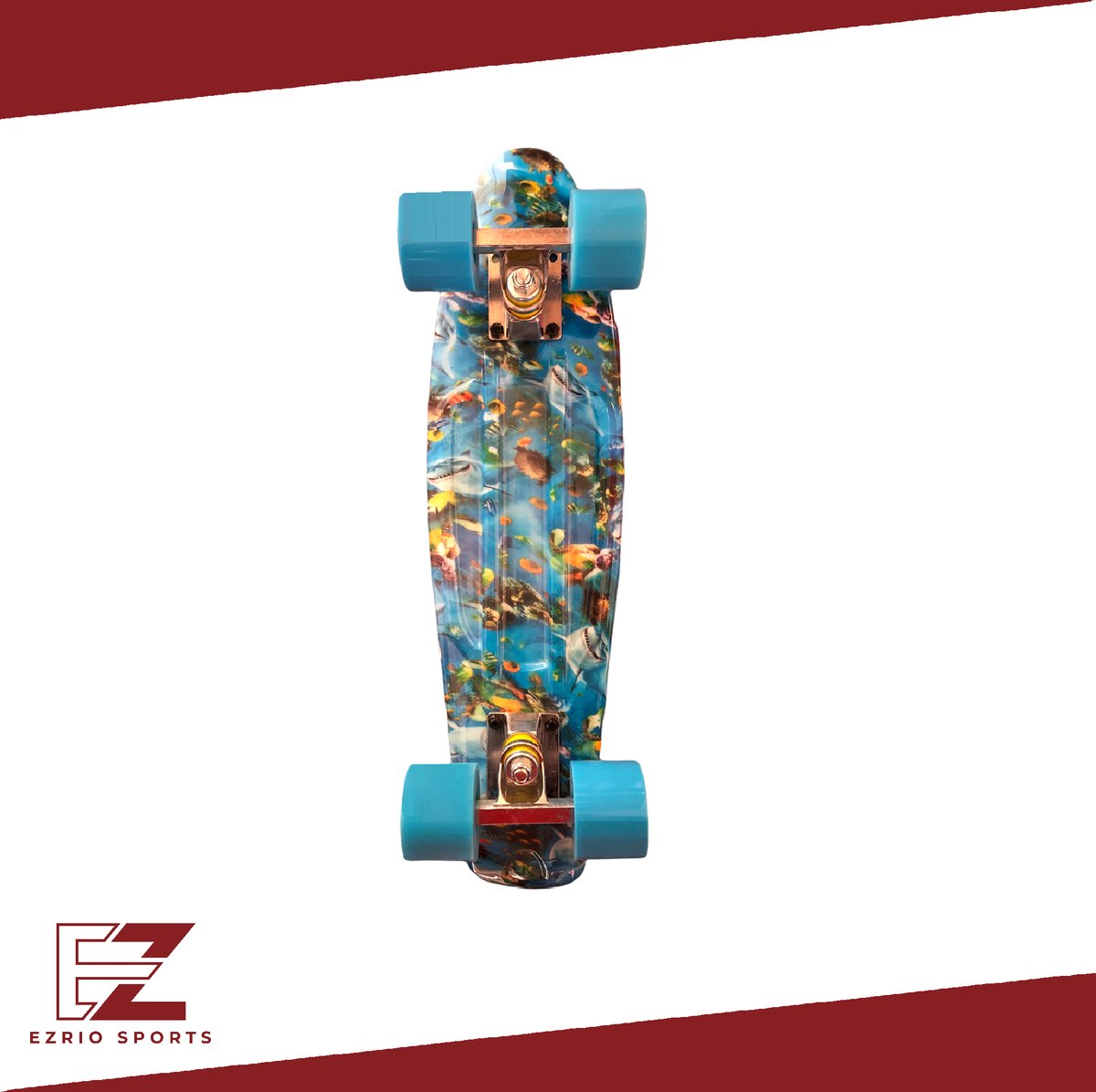 Penny Board voor Meisjes en Jongens – Skateboard – Pennyboard – Oceaan – Zee – 22 inch – Blauw — afbeelding 2