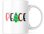 Kerst Mok met tekst: Peace | Kerst Decoratie | Kerst Versiering | Grappige Cadeaus | Koffiemok | Koffiebeker | Theemok | Theebeker
