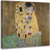 Schilderij - Gustav Klimt, De Kus, liefdespaar, 3 maten, reproductie