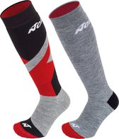 Chaussettes de ski de sports d'hiver - Taille 31-34 - Unisexe - gris - rouge - noir