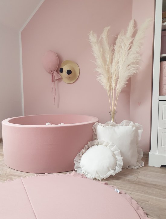 Luxe Ronde Ballenbak 90×30 Cm Met 200 Ballen - Roze Corduroy Ballenbad Voor Baby Peuter Trendmix Educatief Speelplezier