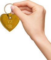 ENROUGE Key Holder Heart SUNSHINE YELLOW | Luxe Sleutelhanger van Echt Leer | Gepersonaliseerd met Naam of Initialen | 100% Leder | Cadeautip Inclusief Geschenkverpakking