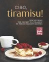 Boek 'Ciao, Tiramisu!' met een plak tiramisu versierd met frambozen, naast een kopje en een schaaltje frambozen.