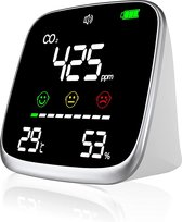Trebin CO2 meter - Luchtkwaliteitsmeter - Hygrometer - Luchtvochtigheidsmeter - CO2 melder - CO2 monitor - Thermometer