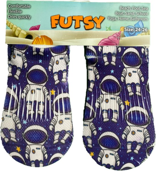 Futsy - Astronaute - Chaussettes de natation antidérapantes enfant - Chaussons de natation - Chaussons Chaussures aquatiques - Taille 21/23