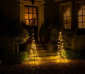 Starry nights | Voordeur Vlaggenmast Verlichting | 150 cm Hoog | set van 2! | Incl. Demontabele Zwarte Mast | 280 LED lampjes | Kerstverlichting voor Buiten | Warm Wit Licht