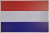 Nederland Holland Rood Wit Blauw Reclamebord van metaal METALEN-WANDBORD - MUURPLAAT - VINTAGE - RETRO - HORECA- BORD-WANDDECORATIE -TEKSTBORD - DECORATIEBORD - RECLAMEPLAAT - WAND