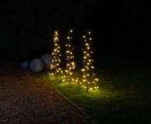Starry Nights | 3X Kerstboom vlaggenmastverlichting | 100cm | Warm Wit Licht | Set van 3 Kerstbomen 1M | Demontabele Kerstverlichting | Kerstverlichting voor Buiten
