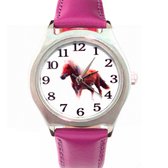 Horloge- Paars of lila- Paard- Leer- 2.5 cm- Smalle Pols-Extra batterij- Charme Bijoux