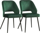 SONGMICS Eetkamerstoelen set van 2, keukenstoelen, gestoffeerde stoelen met metalen poten, woonkamerstoelen, loungestoelen, fluwelen hoes, zachte zitting en rugleuning, groen LDC81