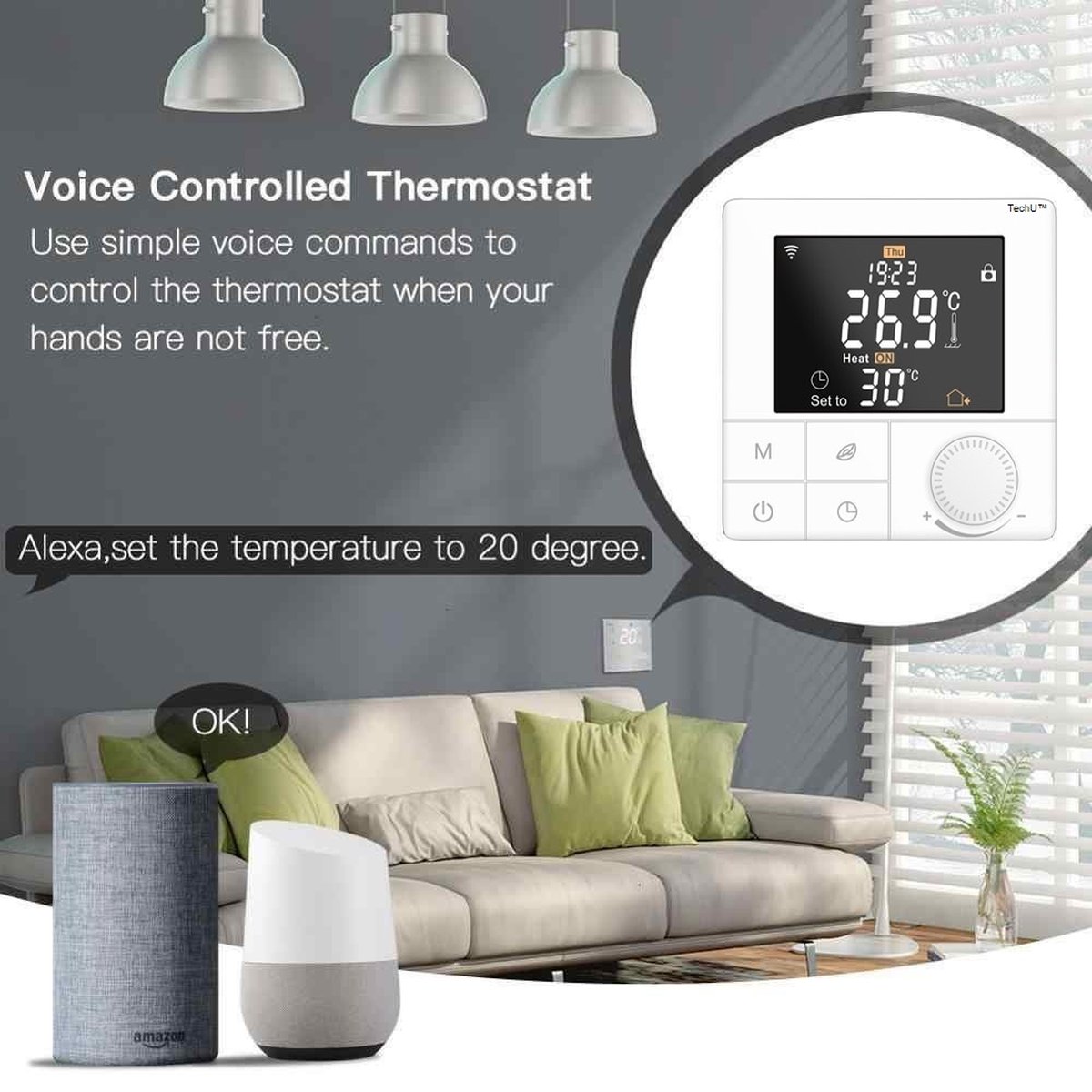 TechU™ Smart Thermostat Life – Wit – Wifi & App – Amazon Alexa – Économie  d'énergie –... | bol.com