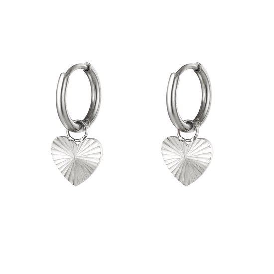RVS oorbellen hart - Yehwang - Oorbellen - One size - Zilver
