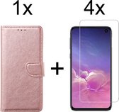 Samsung S10E Hoesje - Samsung Galaxy S10E hoesje bookcase rose goud wallet case portemonnee hoes cover hoesjes - 4x Samsung S10E screenprotector