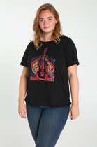 Paprika Dames Katoenen T-shirt met een rock-'n-roll gitaarprint - T-shirt - Maat 48