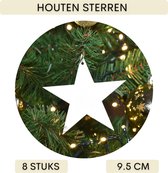 Houten sterren | Bundel 8 stuks | Wit | Hout | Stars | Kerstversiering | Kerstboom ster | incl. haakjes