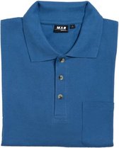 Poloshirt met knoopsluiting en borstzak royaal blauw maat L