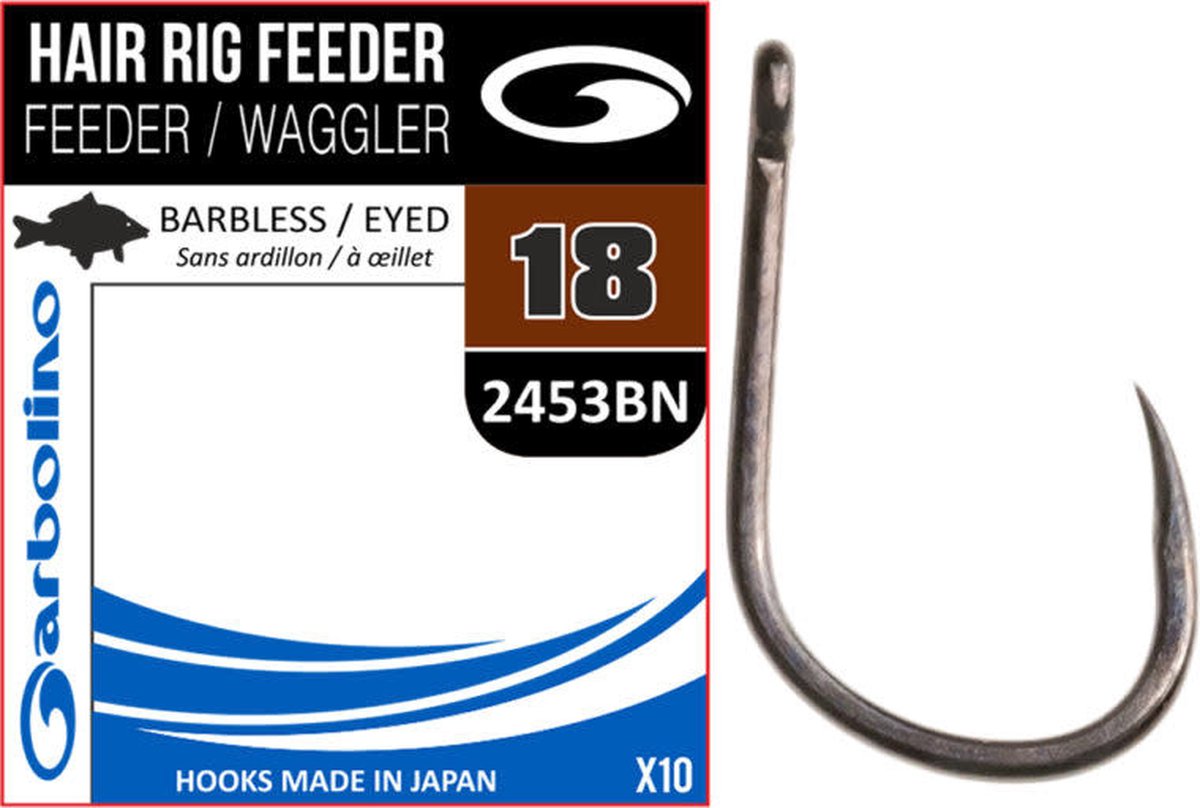 Garbolino Hair Rig Feeder-Waggler Barbless-Eyed (10 pcs) - Maat : 12