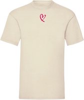 T-shirt pink velvet Open heart - Off white (S)