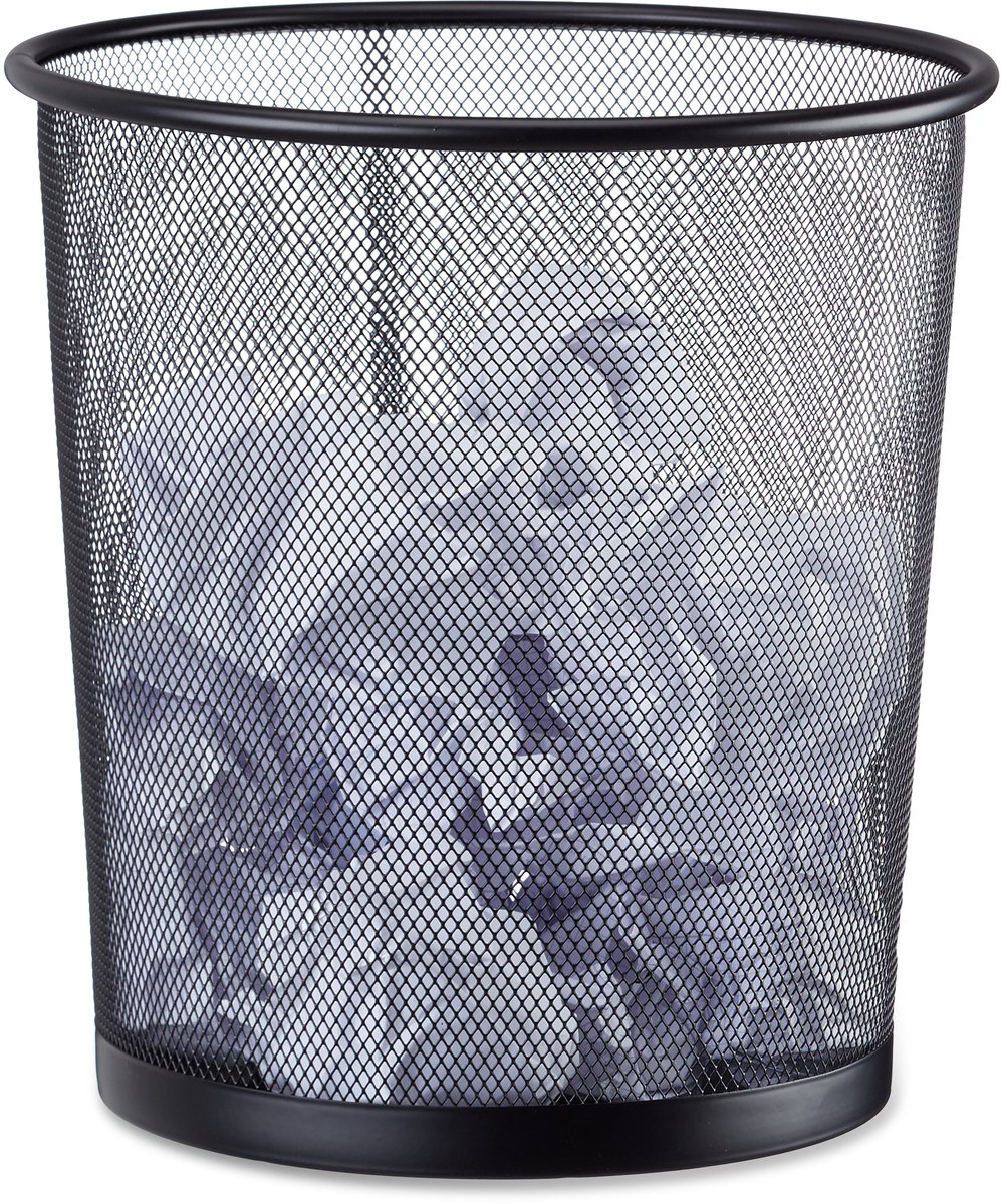 Goedkoopste papiermand metaal - 12 liter - Ø 26 cm - rond - kantoor - bureau - zwart