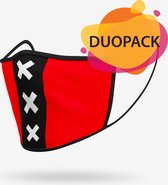 Duopack: Amsterdam logo washable mondmasker - S / Stoffen mondkapjes met print / Wasbare Mondkapjes / Mondkapjes / Uitwasbaar / Herbruikbare Mondkapjes / Herbruikbaar / Ov geschikt / Mondmask