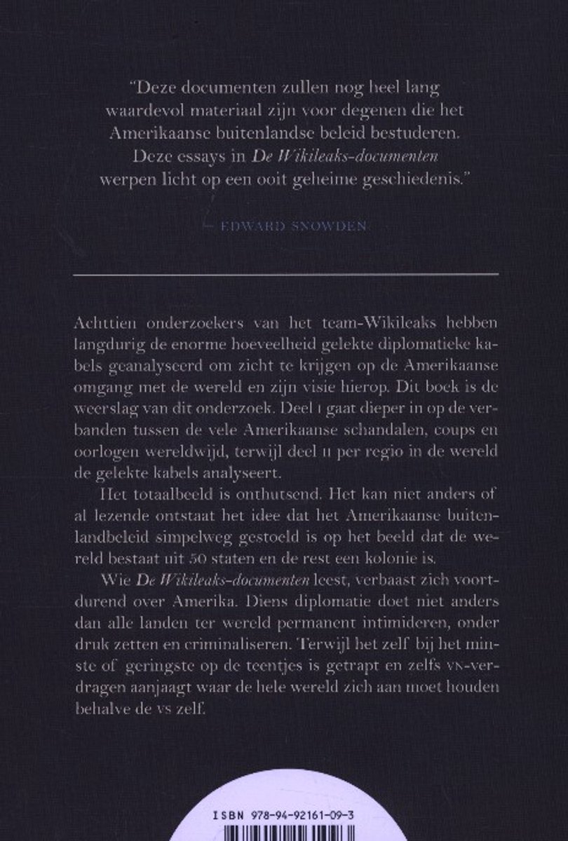 De Wikileaks documenten - back cover
