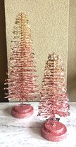 Kunstkerstboom Roze Goud Glitter Groot 15cm x 42cm - Kerst - Goud - Rose - Glitter