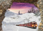 D&C Collection - poster - kerst poster - 60x45 cm - doorkijk - gat in rots trein door winterlandschap - winter poster - kerst decoratie