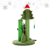 Kamyra® Kerstboom Krabpaal voor Katten - Kerst Decoratie - Krabton/Krabplank - van Hout en Sisal Touw - Kattenspeelgoed - voor Grote Katten en Kittens - 73 CM