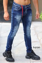 Straight Denim Jeans Persoonlijkheid Baard Effect Designer Vernietiging Broek Geruïneerd Krassen Straight Ripped Fashion