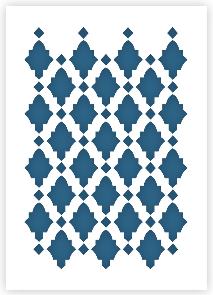 QBIX Tegel Sjabloon A3 Formaat Kunststof - Uitsnede is 24cm breed - Moroccan Tile Stencil - QBIX