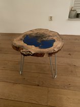 Unieke epoxy salontafel esdoorn boomschijf 60cm incl hairpin poten