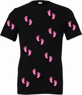 Shirt met roze baby voetjes voor bekendmaking wordt het een jongen of een meisje-gender reveal party-bekendmaking shirt voor een baby meisje-Maat S
