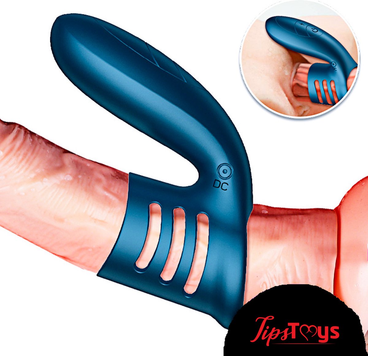 Goedkoopste TipsToys Cockring Heftige Tril Functie Penis ring Clitoris Tepels Vibrator- Sex Toys Mannen Blauw