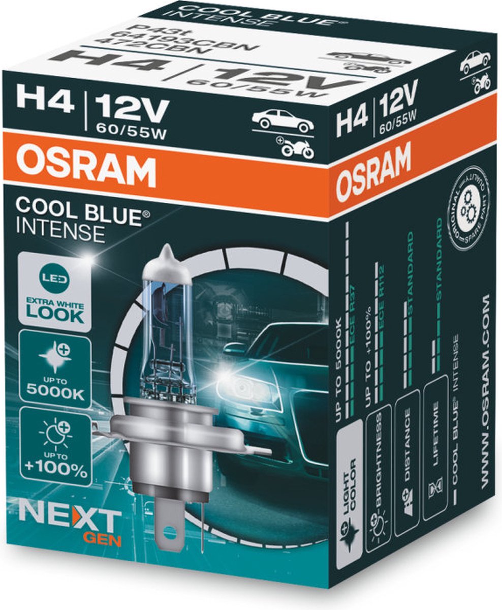 2x ampoules similaires H4 LED 5000K Osram Cool Blue Intense (NEXT GEN)  lumière extra