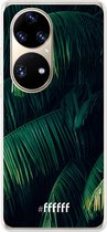 6F hoesje - geschikt voor Huawei P50 Pro -  Transparant TPU Case - Palm Leaves Dark #ffffff