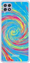 6F hoesje - geschikt voor Samsung Galaxy A22 4G -  Transparant TPU Case - Swirl Tie Dye #ffffff