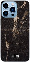 6F hoesje - geschikt voor iPhone 13 Pro - Transparant TPU Case - Dark Golden Marble #ffffff