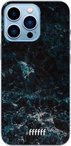 6F hoesje - geschikt voor iPhone 13 Pro - Transparant TPU Case - Dark Blue Marble #ffffff