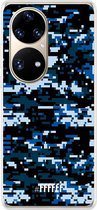 6F hoesje - geschikt voor Huawei P50 Pro -  Transparant TPU Case - Navy Camouflage #ffffff