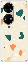 6F hoesje - geschikt voor Huawei P50 Pro -  Transparant TPU Case - Terrazzo N°1 #ffffff