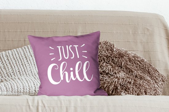 Sierkussen - Just Chill Sur Fond Violet - Multicolore - 45 Cm X 45 Cm