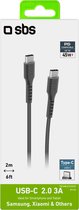 SBS USB-C naar USB-C Kabel 2 Meter - Zwart