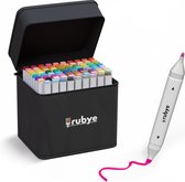 Rubye® Markeerstiften - Dual-Tip Markers - Twinmarkers - Alcohol Markers - Stiften voor Volwassenen - 80 Stuks