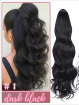 Haar verlenging - Ponytail Haar extensions - Paardenstaart - Natuurlijke Zwarte Krullen - 55CM